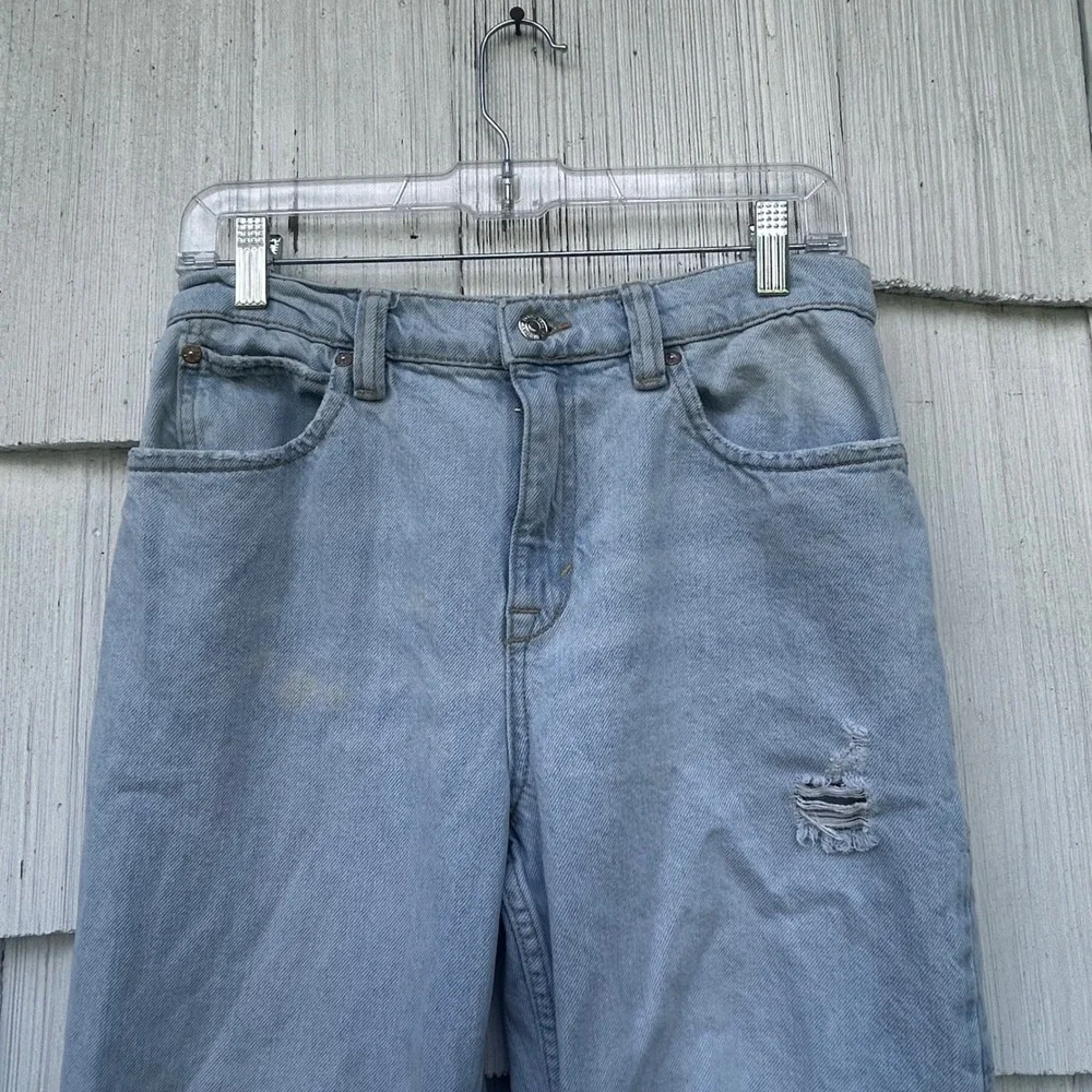 Free People We The Free Tinsley Baggy High Rise Straight Leg Distressed Jeans 27